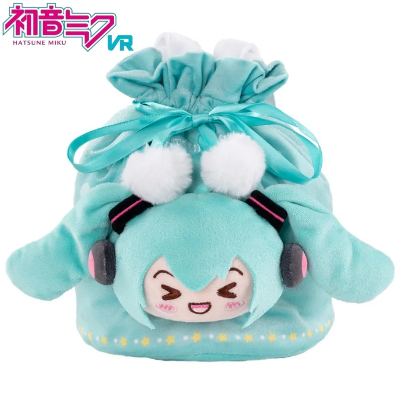

Hatsune Miku Plush Drawstring Pocket Cartoon Hatsune Miku Tote Bag Anime Goods Holiday Gift Face Towel Storage Casual Fashion