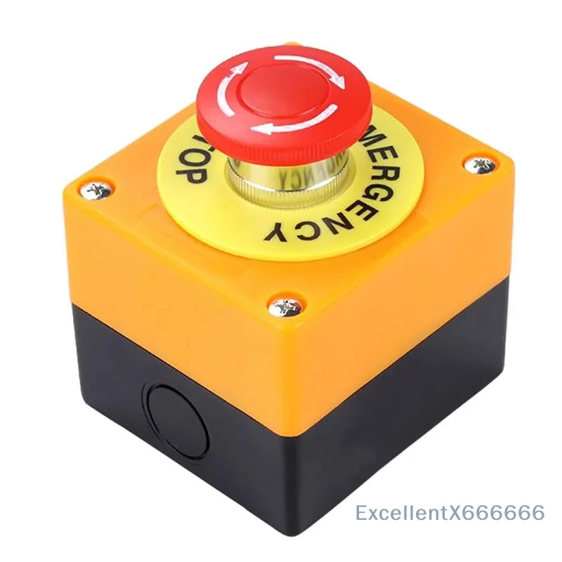 660V 10A Emergency Stop Button Switch Box Waterproof Safety STOP Push Button With Rain Cover For Industrial Machine