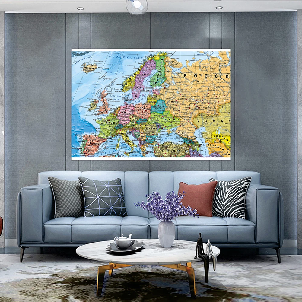 Die russland karte vliesstoff faltbare wand plakat druck wohnzimmer dekor schulreisen zubehör in russisch 100x70cm