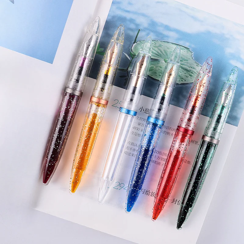 Acrylic Transparent Fountain Pen Leak Proof Large Capacity Fine EF/F/Bent Nib Ink Pen Financial SchoolOffice Supplies Stationery