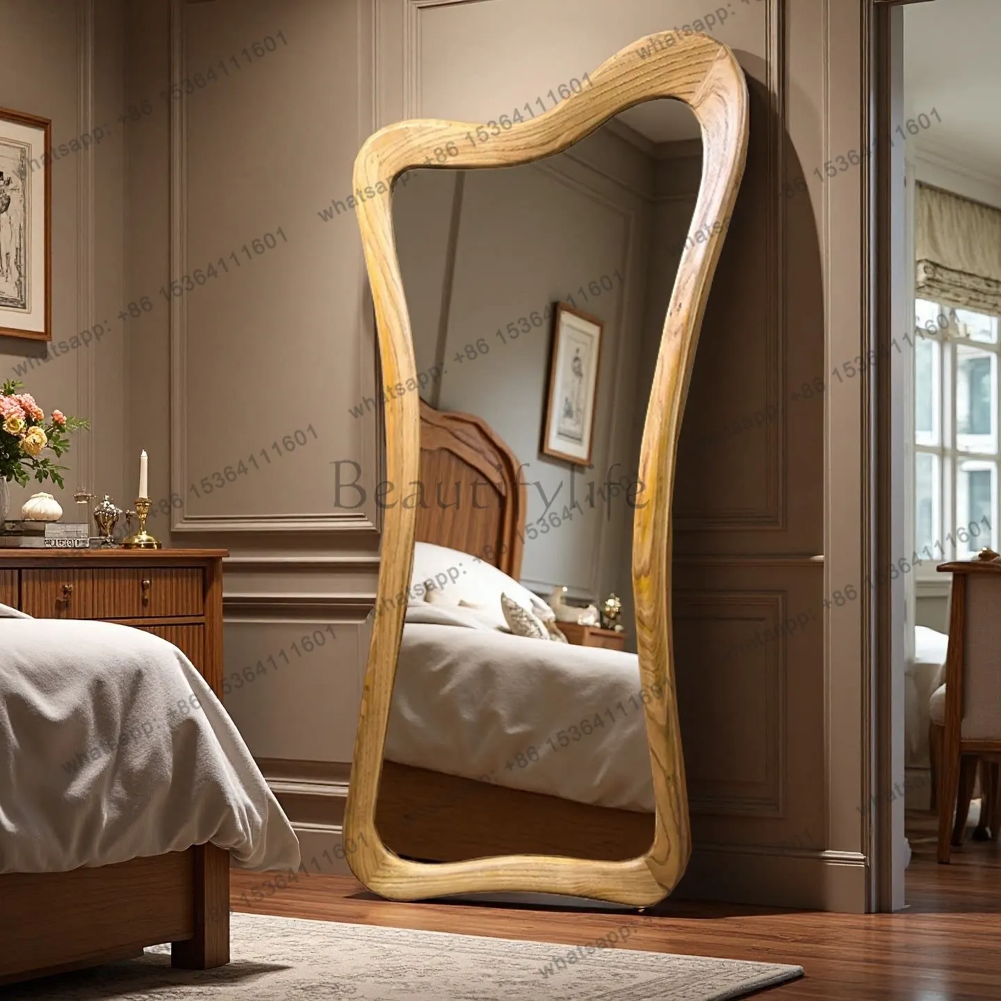 

D33 medieval special-shaped wall-mounted full-length mirror irregular wall-mounted fitting mirror