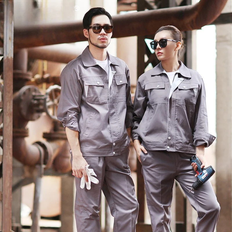 

Spring and Autumn Long-sleeved Cotton Overalls Set Men's Work Clothes Workshop Factory Clothes Labor Protection Clothes