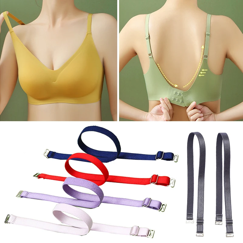 Adjustable Bra Strap Women Non-slip Bra Straps Underwear Accessories Stainless Steel Cloth Shoulder Strap Solid Elastic Trendy