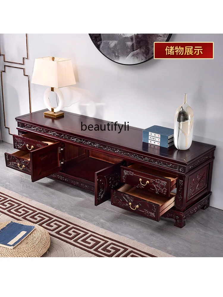 Solid Wood Camphor Wood Chinese Style Ming-Qing Period Living Room Redwood-like Furniture Film and Television Cabinet TV Stand