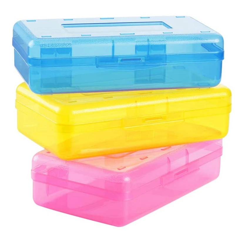 Top-3Pcs Large Capacity Pencil Box Multi Purpose Pencil Box Office Supplies Organizer Box Brush Painting Pencils Storage Box