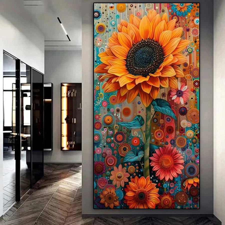 

Sunflower Diamond Painting New Arrival Large Size Abstract Colorful Flowers Diy Full Mosaic Embroidery Picture Wall Decor