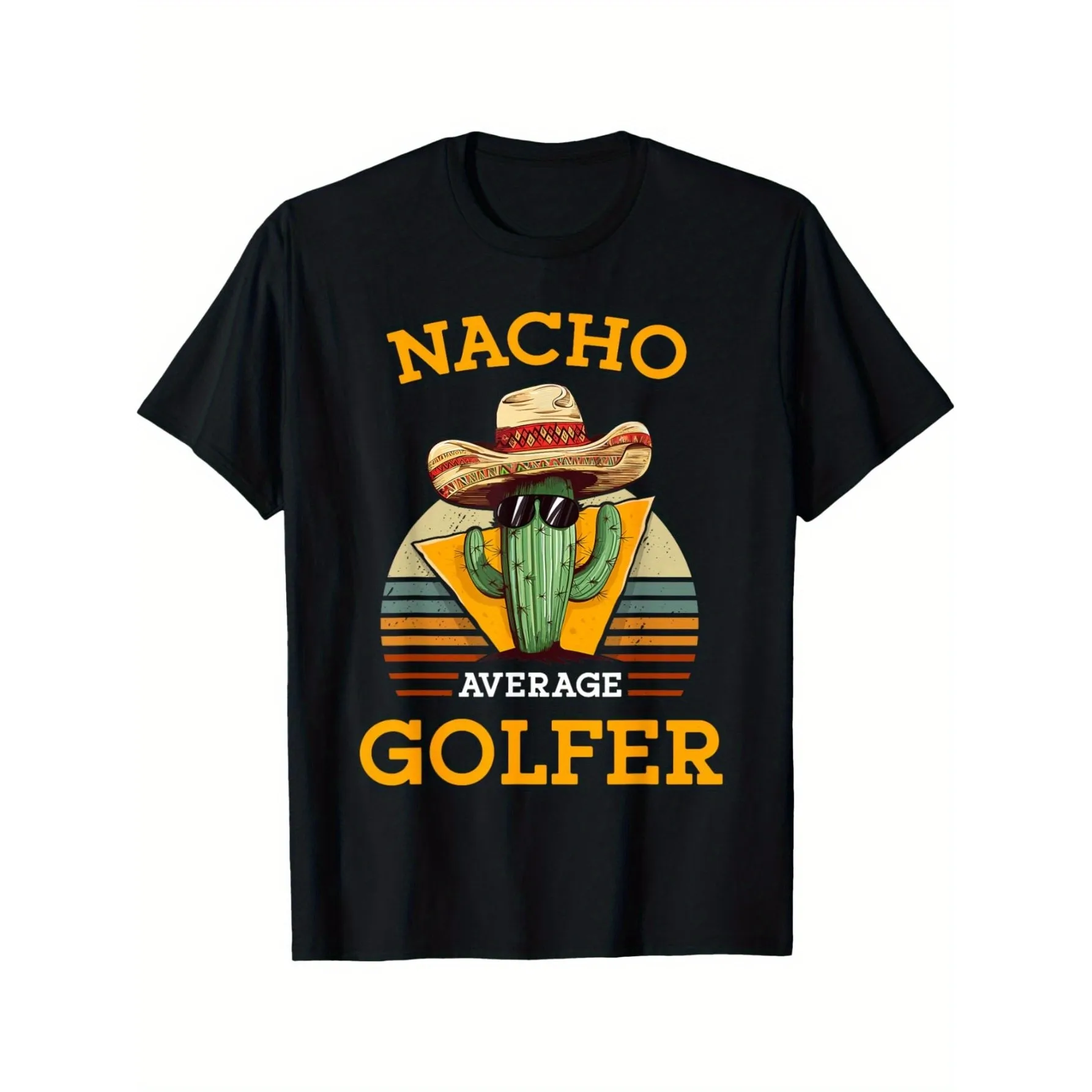 Nacho Average Golfer Cactus Sombrero Graphic Tee Breathable Cotton T-Shirt Funny Gift