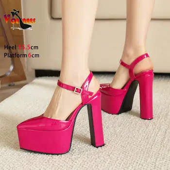 女士夏季新款尖頭厚底涼鞋,踝帶金色搭扣,T台高跟鞋,大碼43碼,適合婚禮派對穿著 10 最佳銷售 金赫爾斯 - №9