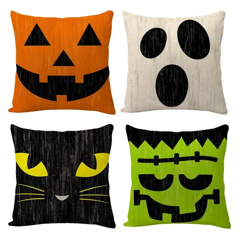 Halloween Pillowcase Halloween Cushion Case For Home Sofa Halloween Character Expressions Throw Pillow Cover For Home Couch Sofa