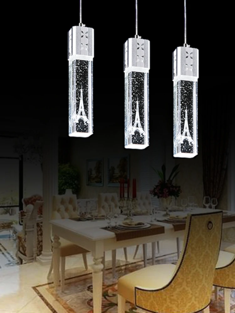 Imagem -02 - Simples e Moderno Única Cabeça Lustre Três Cabeça Led Restaurante Lustre de Cristal Personalidade Criativa Decoração Barra Lâmpada Mesa