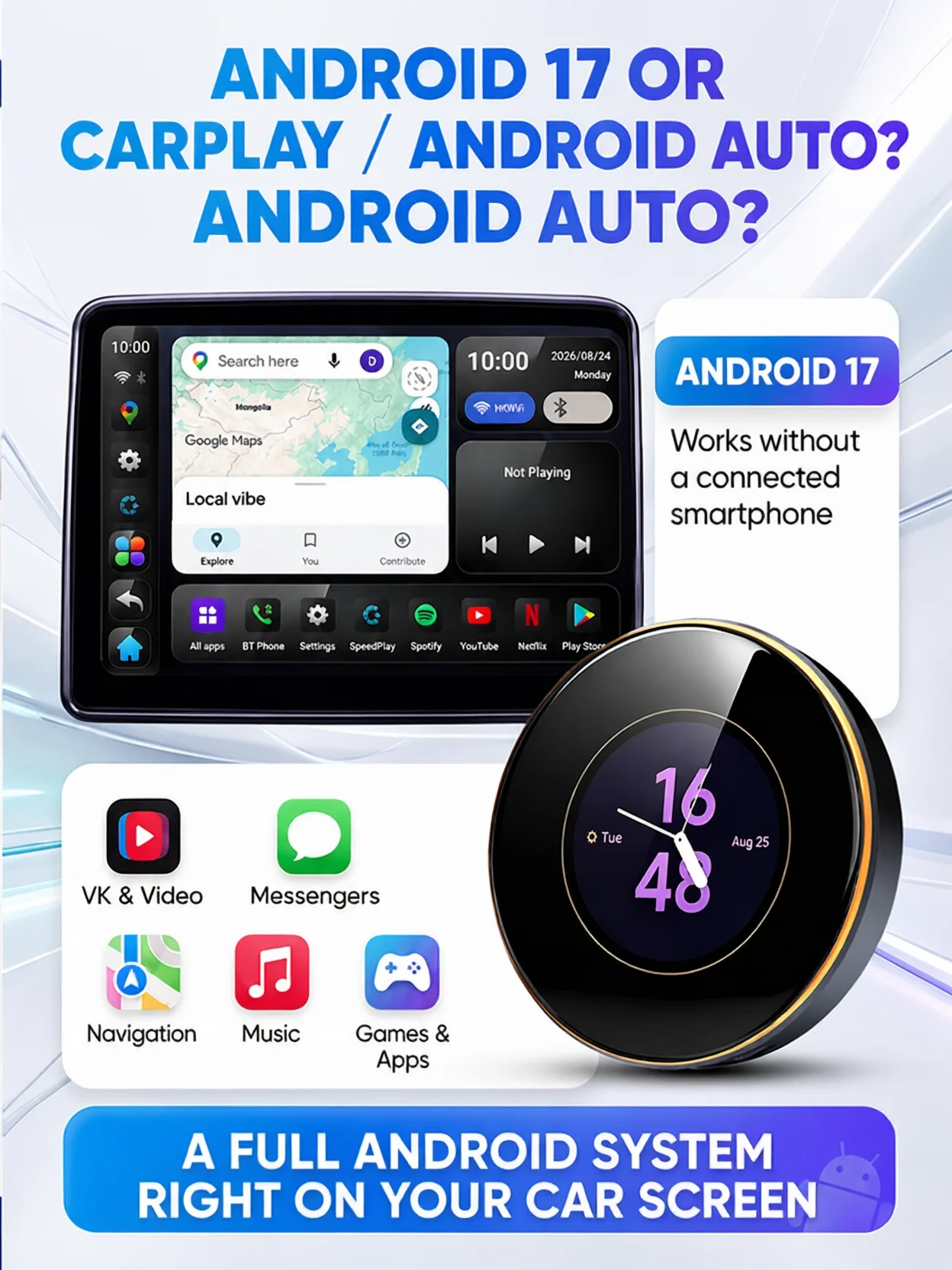 CarRocket Touch Screen Wireless CarPlay Ai Box Android 17 Qualcomm 6350 Built‑in GPS 5G LTE Car Multimedia Adapter For ACURA MDX