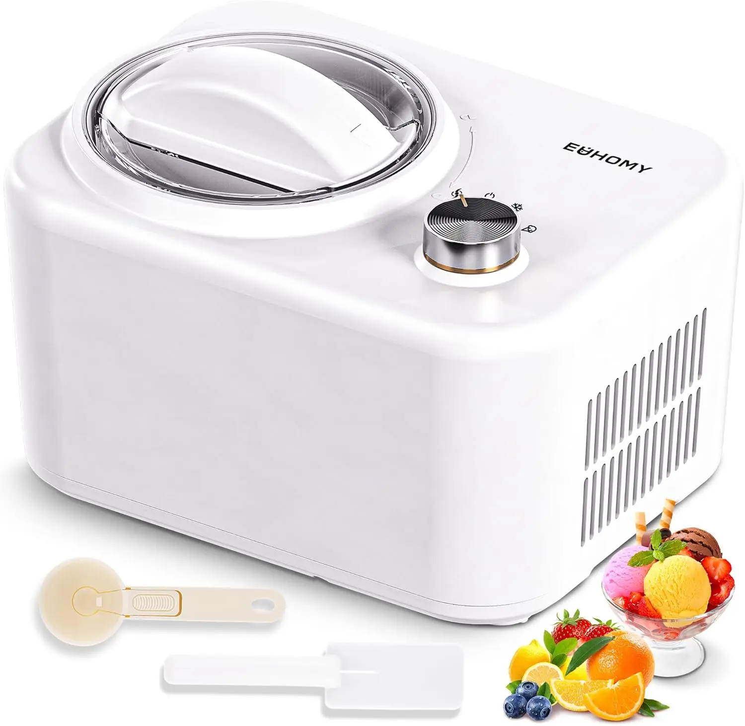 Ice Cream Maker with Compressor, No Pre-freezing, 3 Modes Gelato Maker, Keep Cool Function, Easy-to-Clean