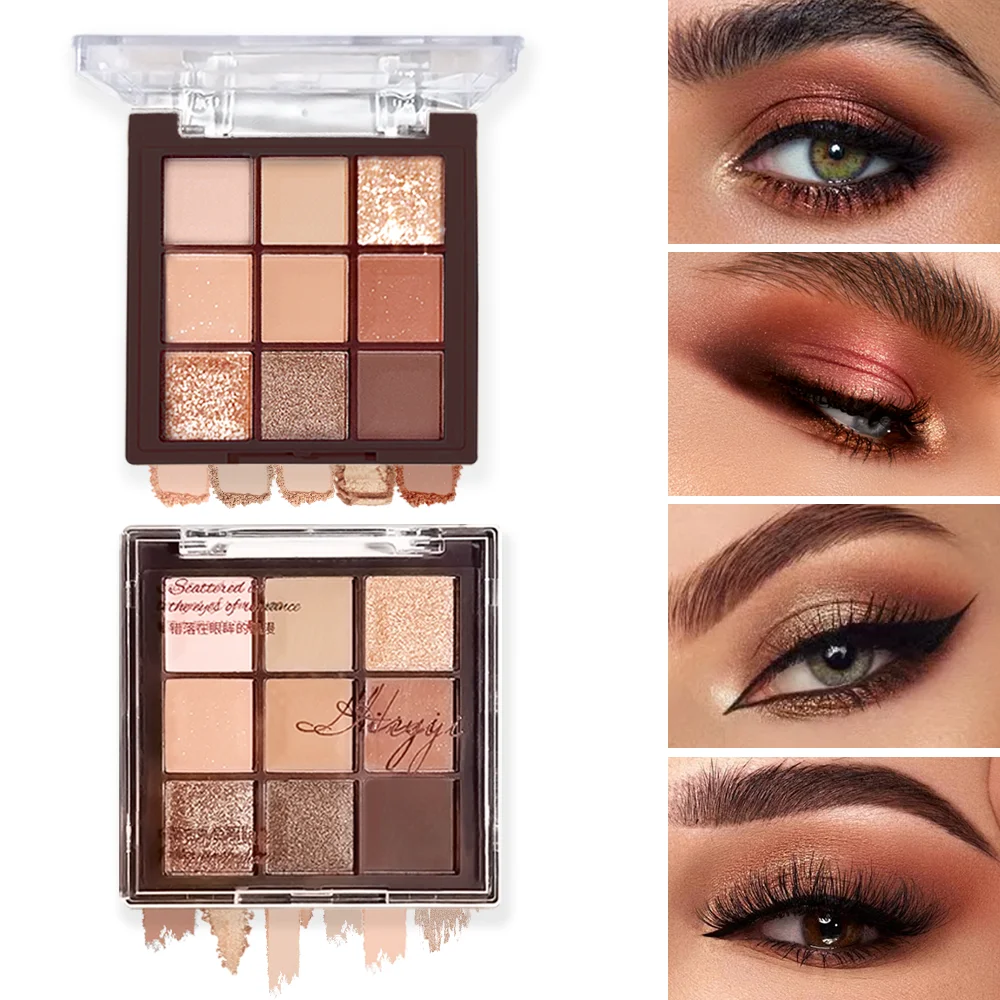 لوحة ظلال عيون عارية - 9 ألوان غير لامعة ولامعة، صبغة عالية قابلة للمزج، مقاومة للماء تدوم طويلاً، عيد الميلاد والشتاء