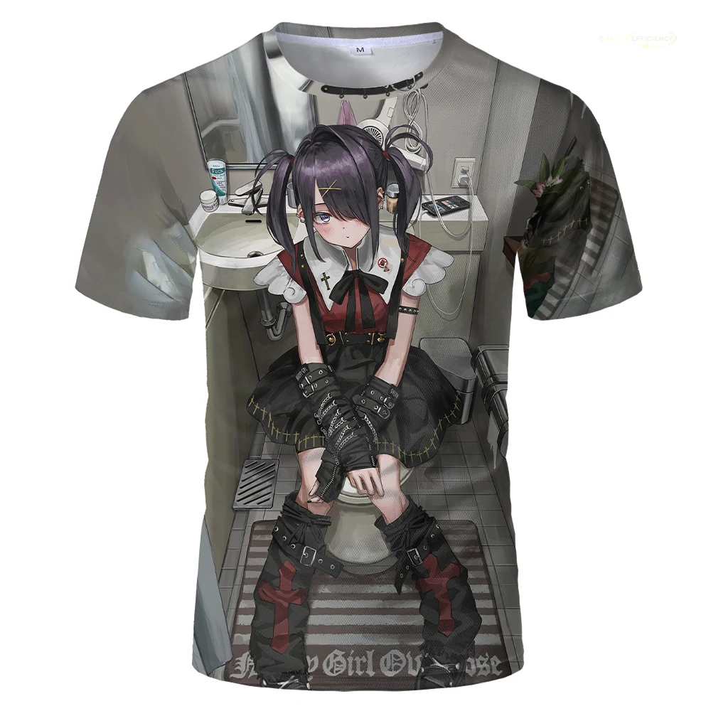 NEEDY GIRL OVERDOSE Kangel Oversize Black T-shirt Manga Graphic Tee Women Cute Top Men Short Sleeve Summer Kawaii Clothes