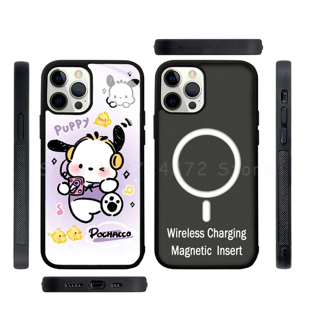 

P-pochacco Phone Case Strong Magnetic For IPhone 15 14 13 Pro Max Mini Alex Mirror For Magsafe Wireless Charging Cover