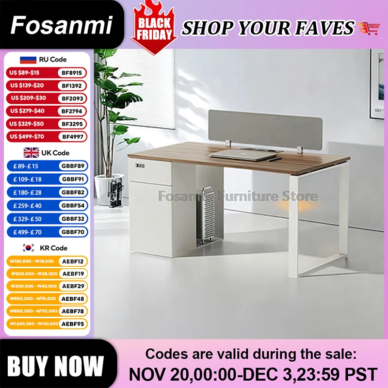 Simple Desks Swivel Chairs Sets Modern Office Desk and Chair Set Furniture Wide Table with Storage Cabinet and Combination Lock