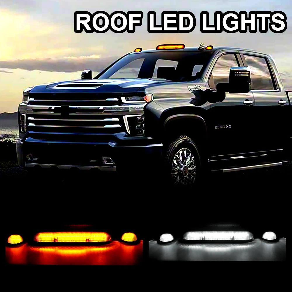 Luces de liquidación de marcador superior de techo de cabina, 3 uds., para Dodge/Chevrolet/SUV/4X4 Chevrolet Silveradeo o GMC Sierra 1500 2500HD 3500HD