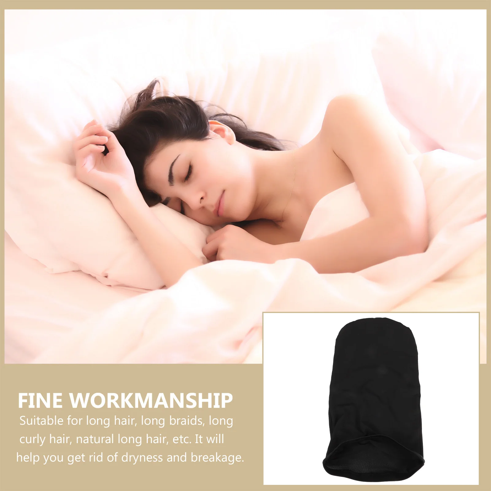

Soft Sleeping Hair Bonnet for Women Long Elastic Cap to Prevent Frizz Breakage Suitable for Curly Braided Extensions Sleep