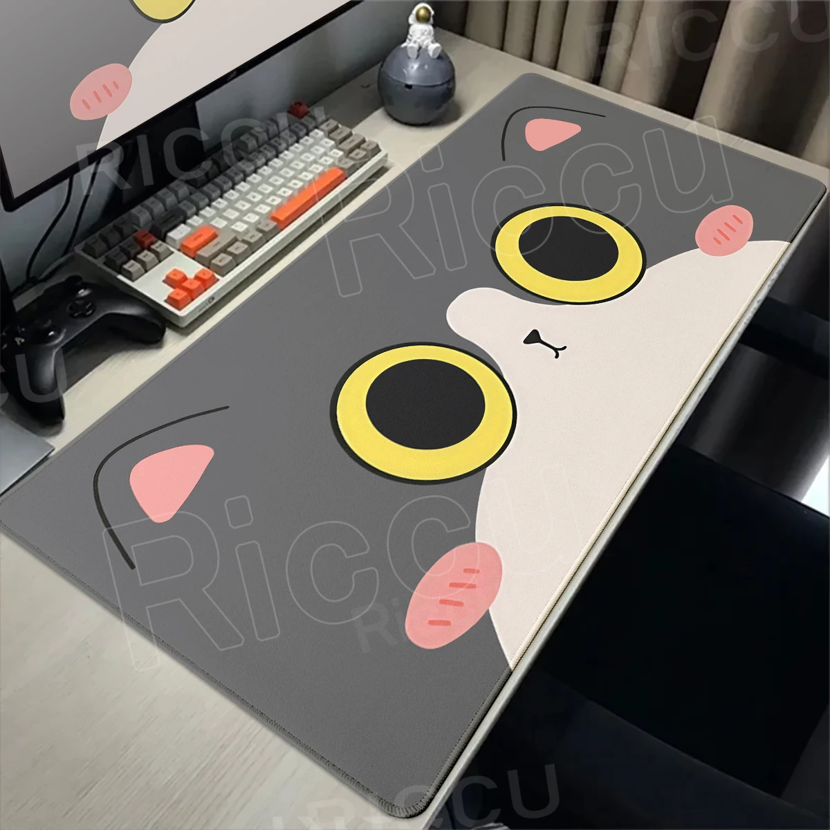 Niedliches Katzen-Mauspad, großes Schreibtischpad, erweitertes Mauspad, einfaches Tier-Tischset, Gummi, XXL-Tastatur, Schreibtischunterlage, Kawaii-Büro-PC-Mauspad