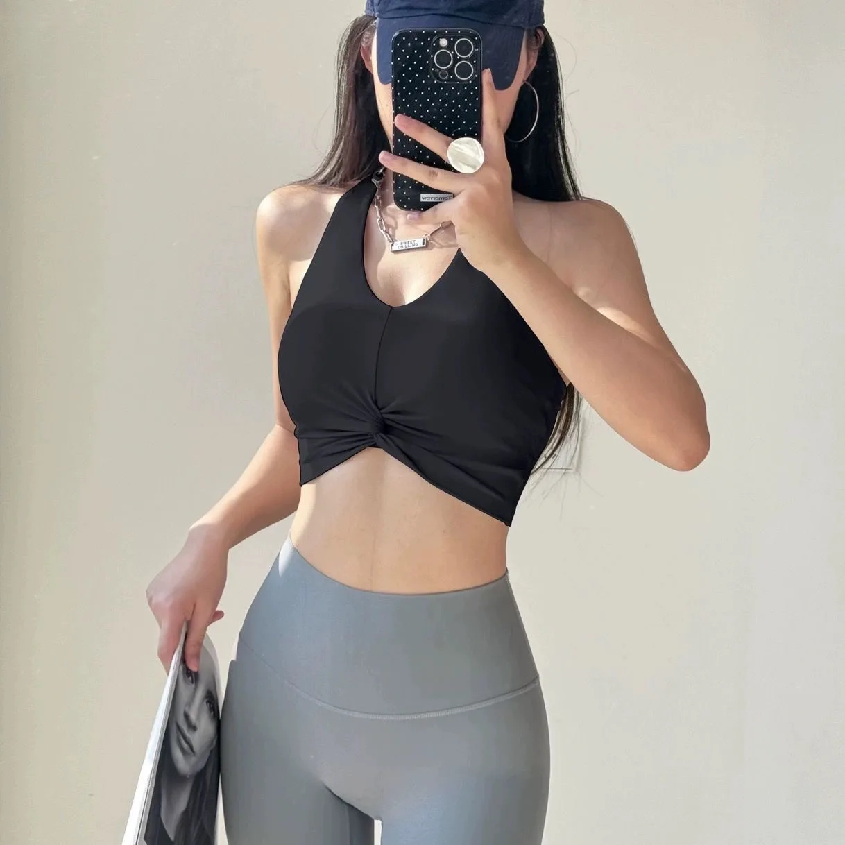Women's Pilates Yoga Clothes Quick Drying Summer Neck Hanging Backless Gym Top for Running Training Exercise