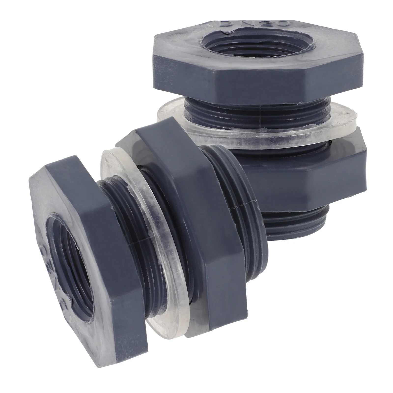 

2Pcs PVC Bulkhead Tank Adapter Leak Proof Rain Barrel Connector 34 Inch Hose Fittings for Water Tanks Aquariums