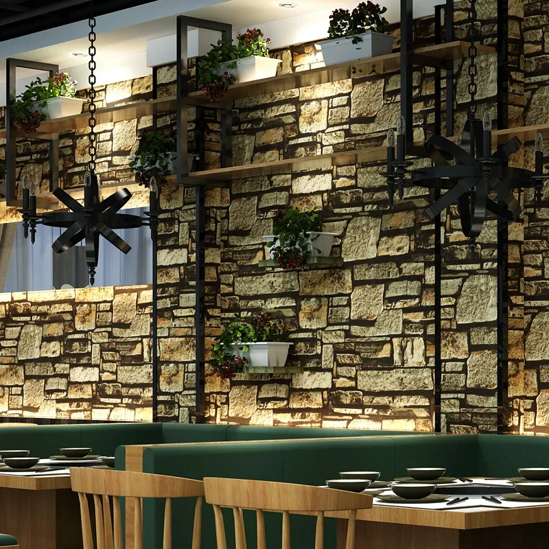 3D محاكاة حجر الرخام خلفية بار مطعم صيني فندق الرجعية الطوب ثقافة الحجر خلفية #4