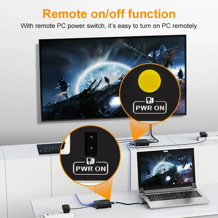 TESmart 100 Meter Hdmi Pemancar dan Penerima Extensor Hdmi untuk Monitor Mendukung Audio L/R 2K 100M Hdmi Usb Kvm Extender