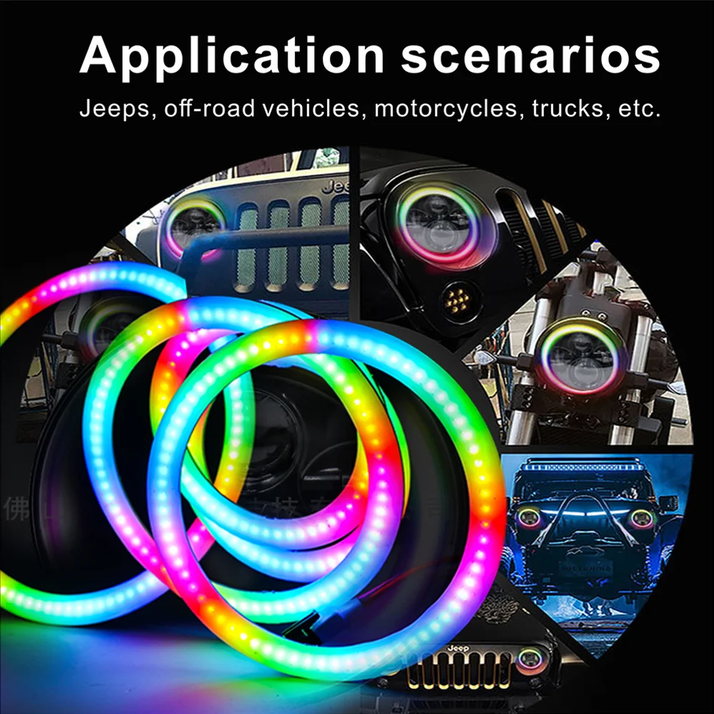 WS2812 حلقة LED قطاع DC5V COB RING RGB موصل USB قابل للعنونة بشكل فردي SP110E بلوتوث APP تحكم 27/48/73/96/120 متر