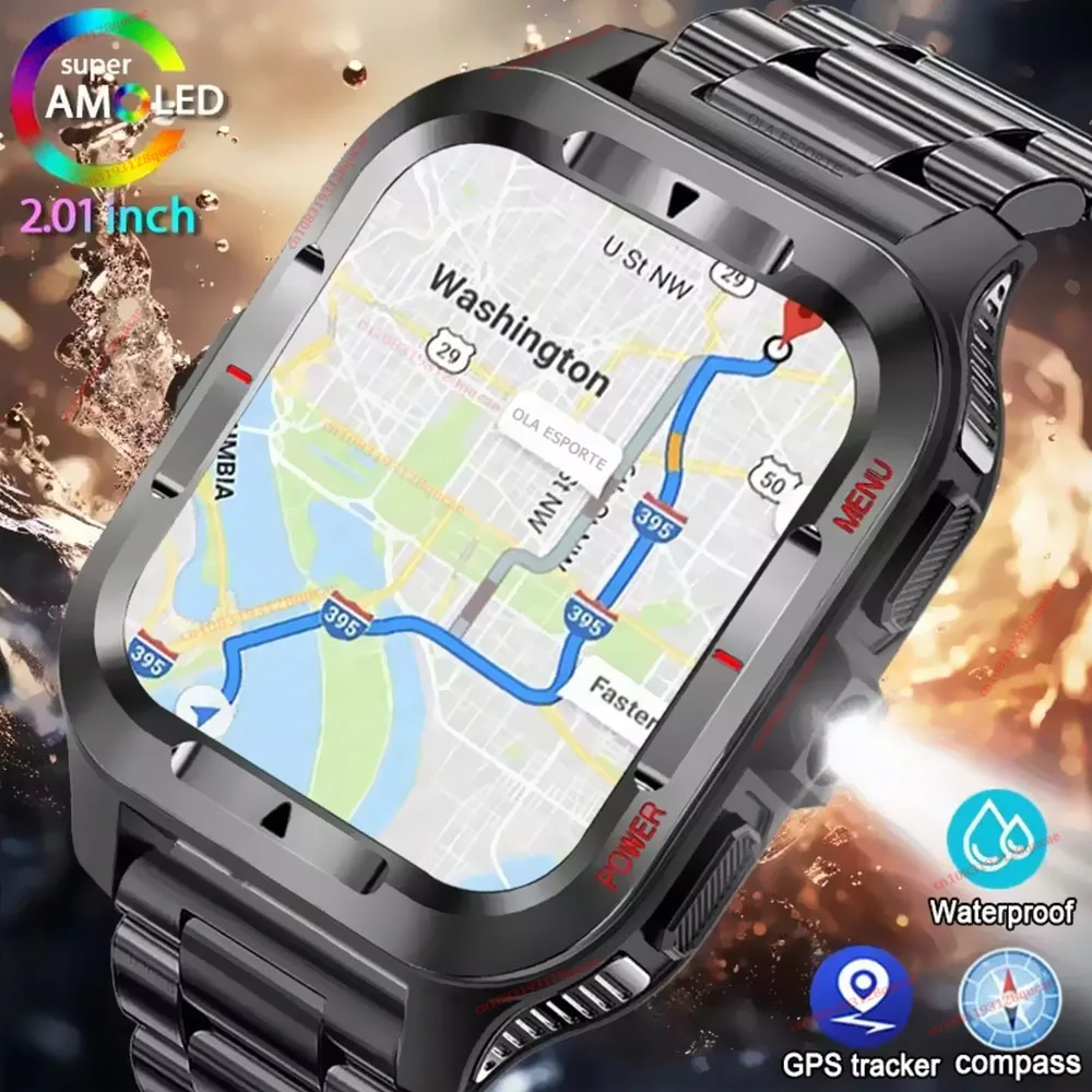 2026 Military New GPS Sports Smart Watch Men LED Flashlight 