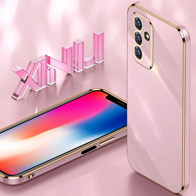 جراب هاتف مطلي بإطار مربع لسامسونج غالاكسي ، A82 ، A73 ، A72 ، A71 ، A55 ، A54 ، A53 ، A52 ، A51 ، A50 ، A35 ، A34 ، A33 ، A32 ، A30S ، a25 ، A24 ، A23 ، A22