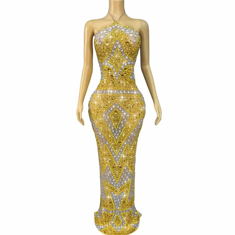 

Блестящие мигающие стразы, обшивка, платье с открытой спиной, женское платье для ночного клуба, дня рождения, вечеринки, шоу, красная ковровая дорожка, сценическая одежда