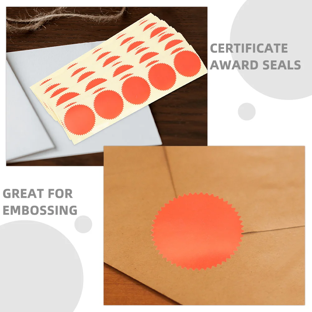 200 قطعة ملصقات النقش ذاتية اللصق شهادة حمراء جائزة الأختام حافة مسننة الوثائق المكتبية المقاومة للعبث #2