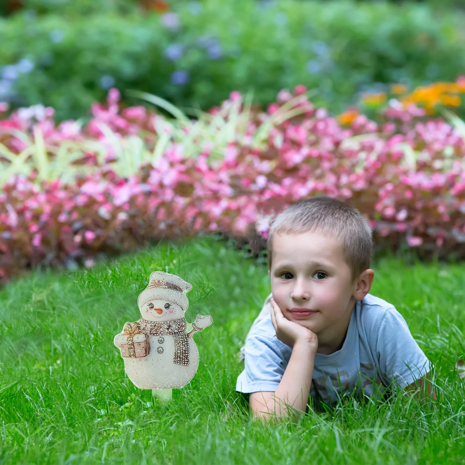

Snowman Garden Decoration Decorative Stakes Ground Insert Ornament Landscaping Holiday Planter Decorate