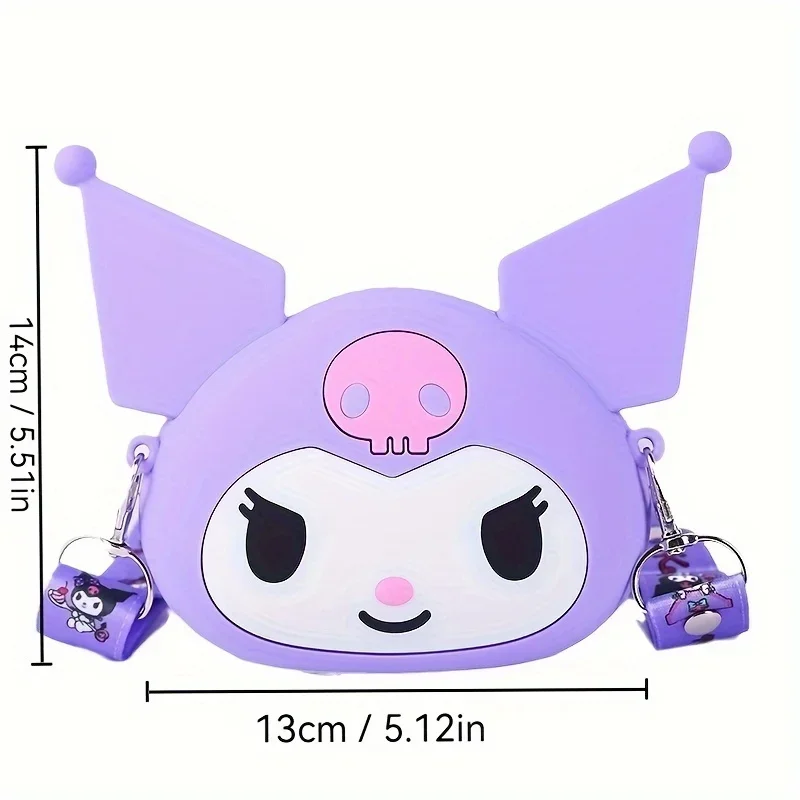 Забавная сумка Sanrio в стиле аниме 3D Kuromi, силиконовая сумка на плечо, водонепроницаемый кошелек для монет, сумка через плечо с мультяшной куклой для ребенка, подарок на день рождения