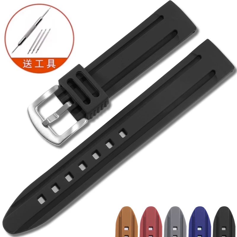 

Universal Brands Silicone Watch Strap 17/18/19/20/21/22/23/24mm Flat Straight Interface Rubber Needle Buckle Watchband