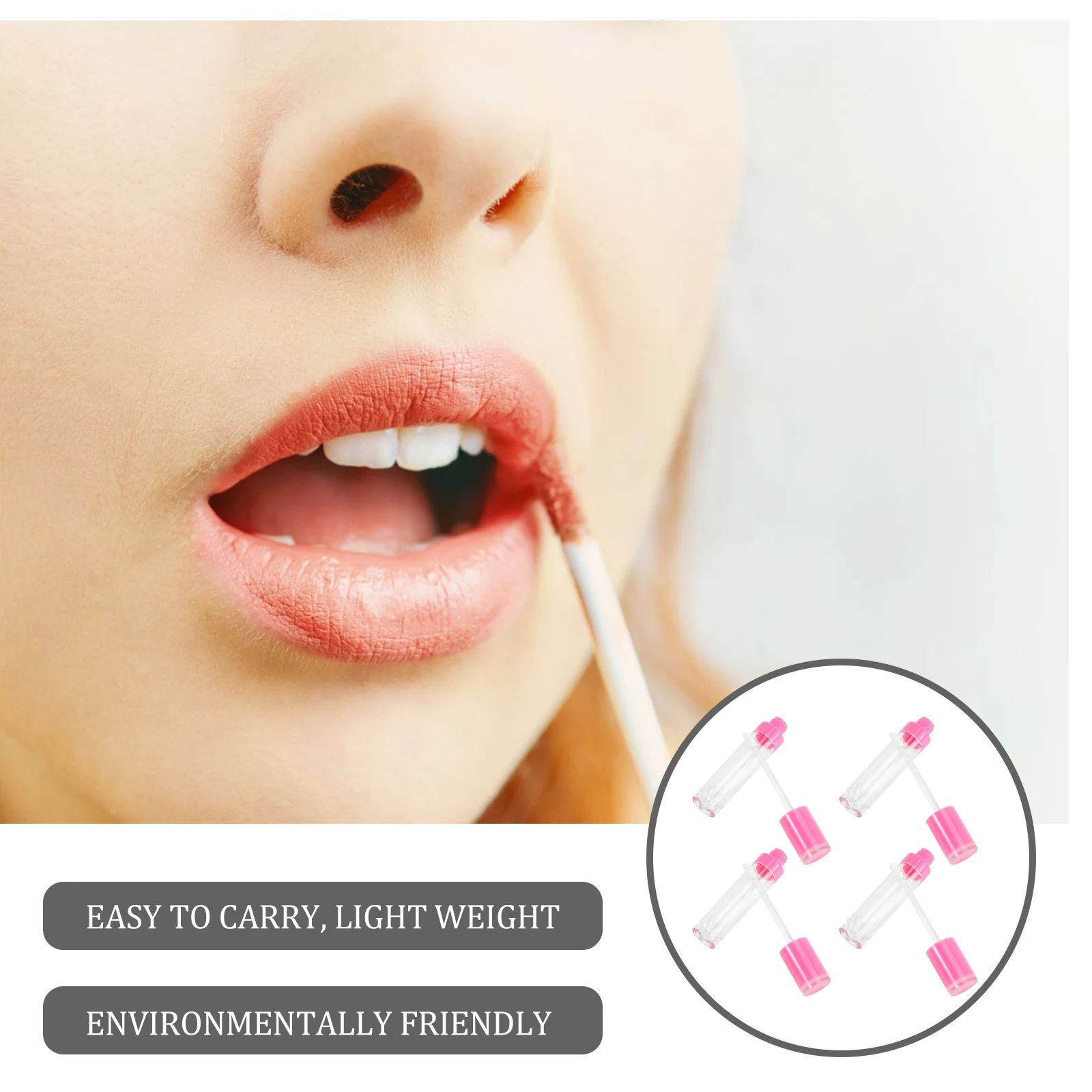 

4pcs Empty Lip Gloss Tubes Clear Refillable Lightweight Portable for Lipstick Balm Container Small Gift for Her