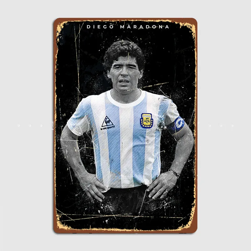 Diego Maradona King Of Football Metal Plaque Poster Club Home Bar Cave Classic Plaques Tin Sign Poster Room Wall Decor