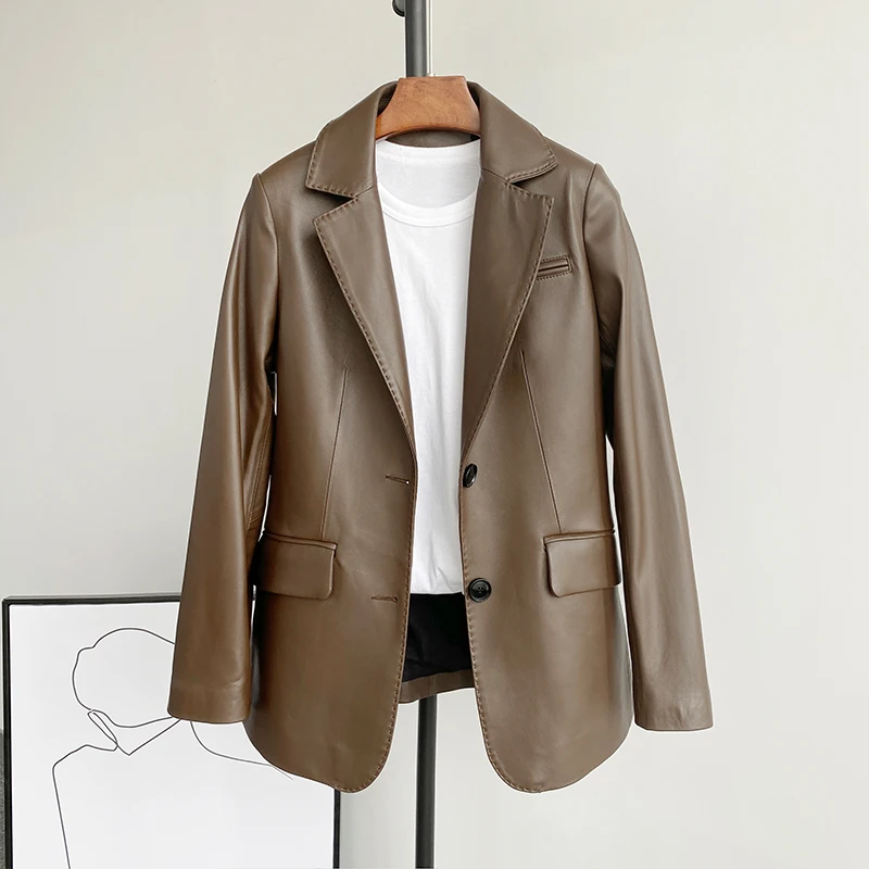 AYUNSUE 100% Genuine Sheepskin Jacket 2023 Korean Fashion Leather Blazer Women Real Leather Jackets and Coats Women Clothes SGG