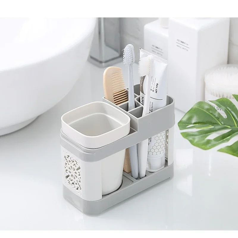 ElectricToothbrush Organizer Holder Thicken Bottom Independent Grids Sturdy Simple Water Draining Toothbrush Toothpaste Stand