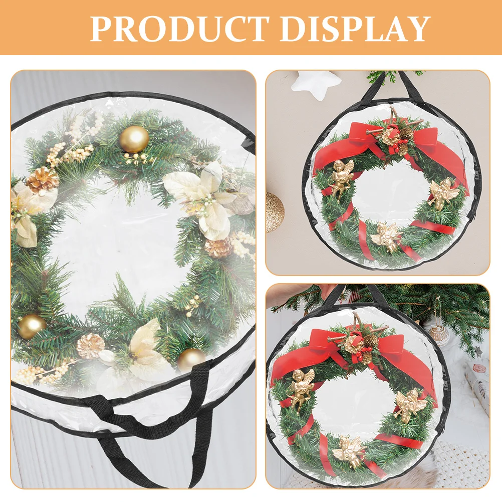 

Christmas Wreath Storage Bag Large Capacity Round Design Zippered Pouch Xmas Garland Holder Gift Packing Organizer