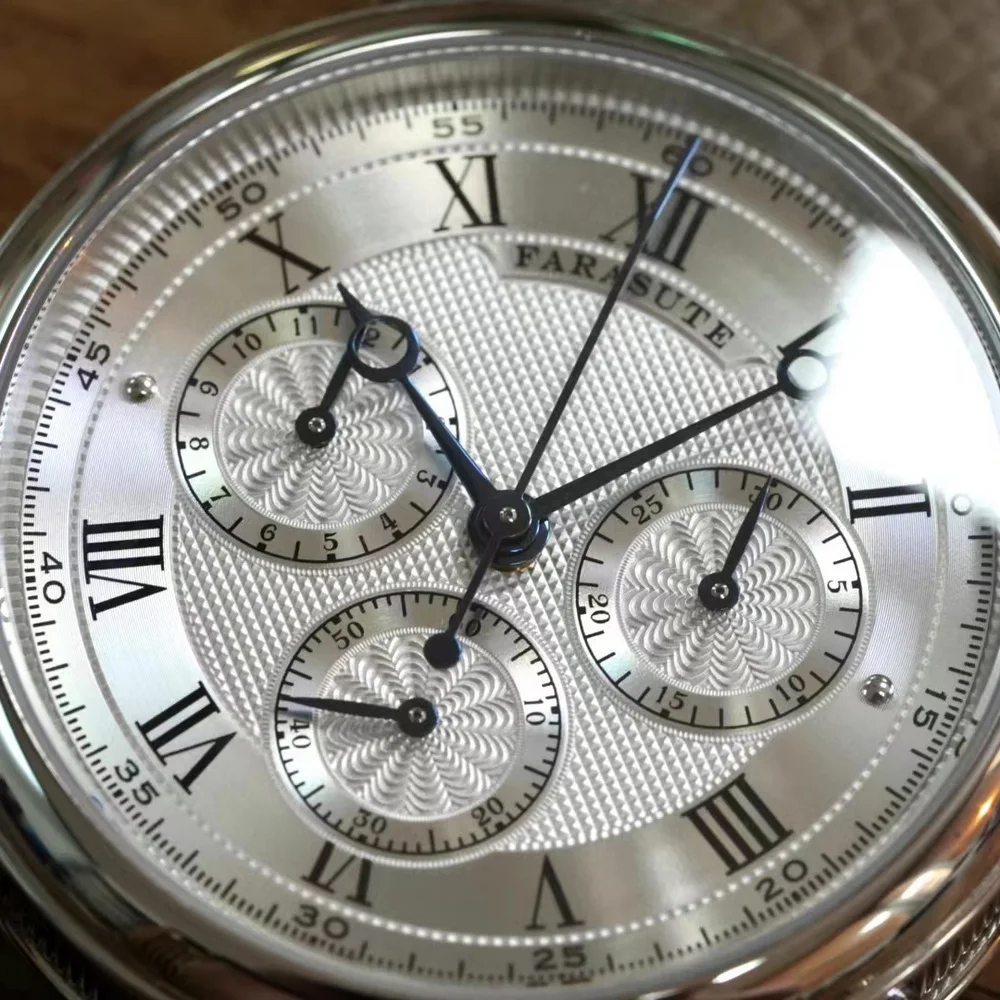 FARASUTE Men Automatic Watch 38mm Chronograph Mechanical Wristwatch Sapphire Mirror 3ATM Waterproof Dandong 4130 Baked Blue Hand