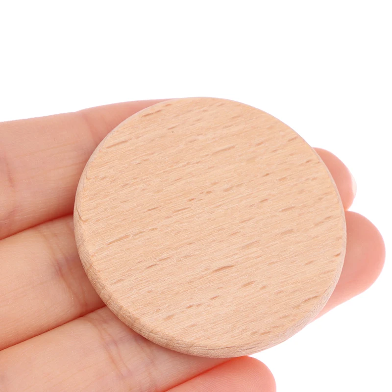 10Pcs 3.8cm Round Disc Unfinished Wood Circle Wood Pieces Cutouts Wooden DIY Ornaments For Craft Supplies Decoration