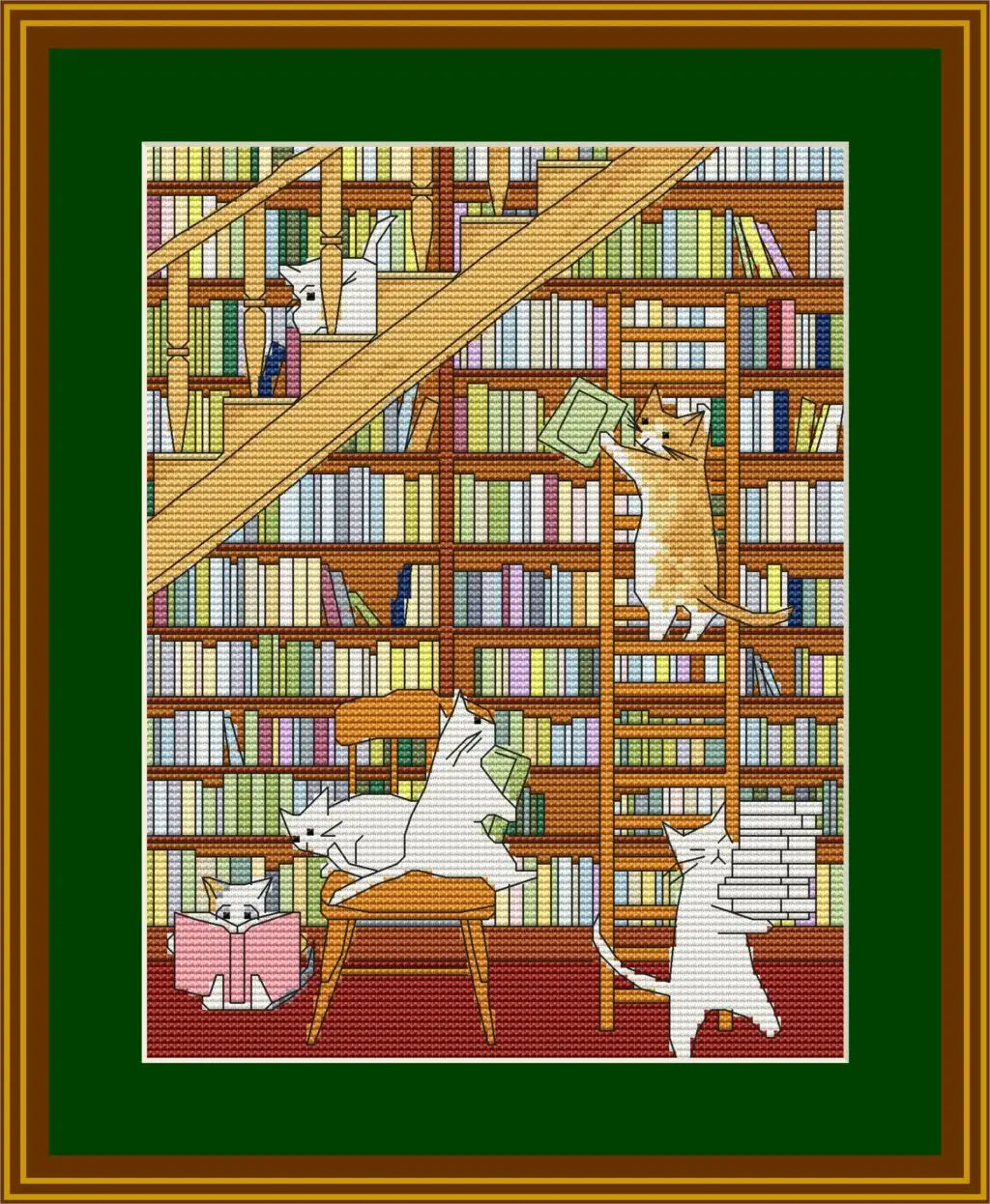 

MM RS cotton self-matching cross stitch Cross stitch RS cotton comes with no prints No prints Cat librarian