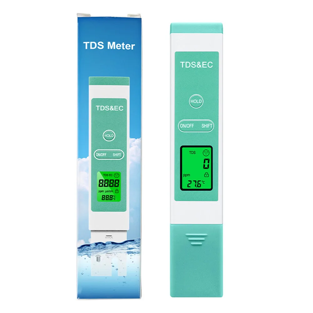 Portable Water Meter Measures and Temperature for Real-Time Monitoring of For Drinking Water Pools Spas and Hydroponics