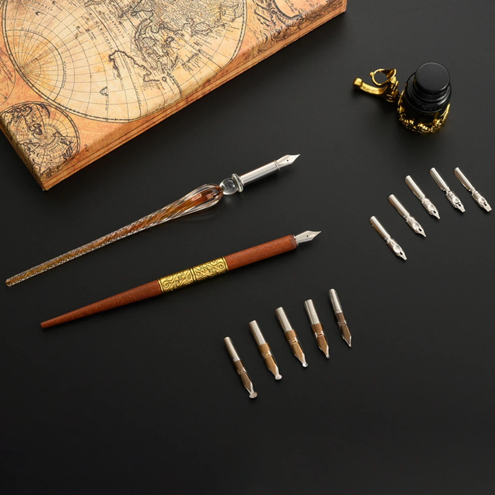 Европейская перьевая ручка в с – обзор и цена Glass Dip Pen Calligraphy Ink Set