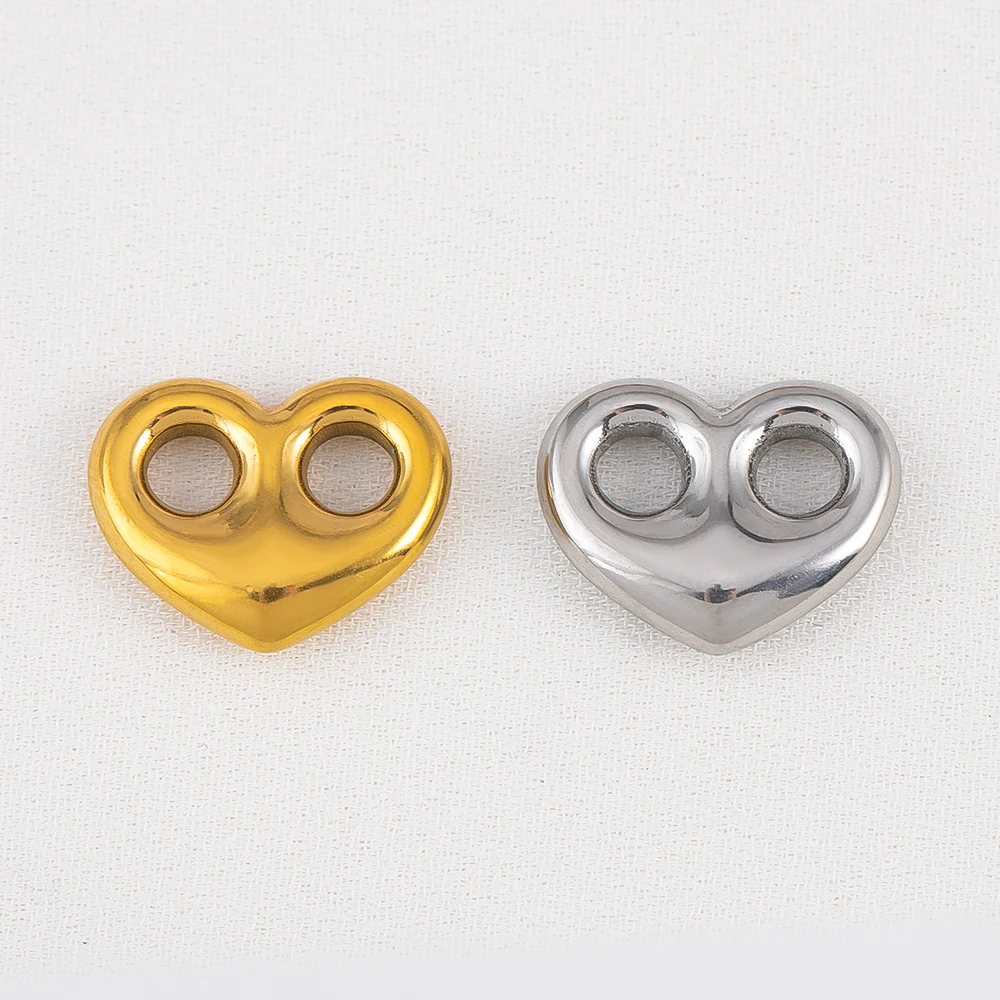 5 قطعة 304 الفولاذ المقاوم للصدأ ثقبين القلب قلادة الحد الأدنى سوار ذاتي الصنع قلادة العثور على تنوعا الملابس تقليم الزينة