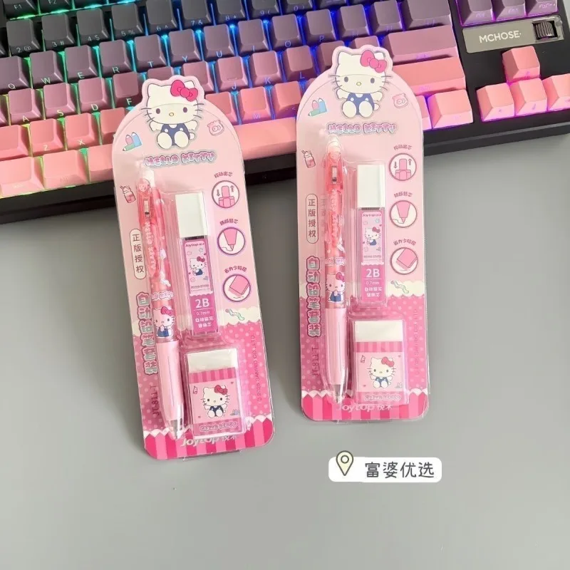 Sanrio Hello Kitty Automatic Pencil Set 0.7mm Cute Cartoon Mechanical Pencil High Appearance Level School Supplies for Girls view 6