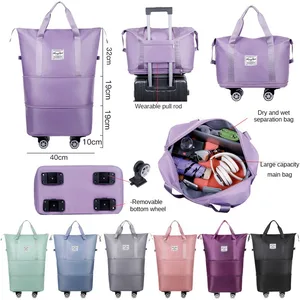 Expandable luggage universal wheel, large capacity, dry and damp separation, lightweight, travel storage bag and fitness 10 Main Sales Travel Scholarship With Wheels - №3