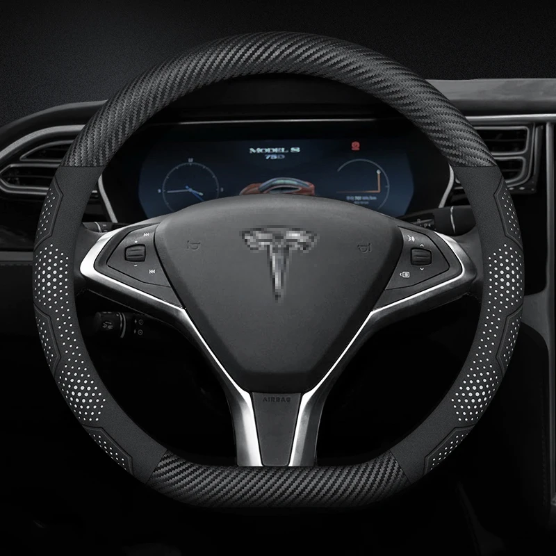 Car Steering Wheel Cover For Tesla Model 3 Model Y Model X Model S 2018 2019-2022-2024 Car Interior Steering Wheel Accessories