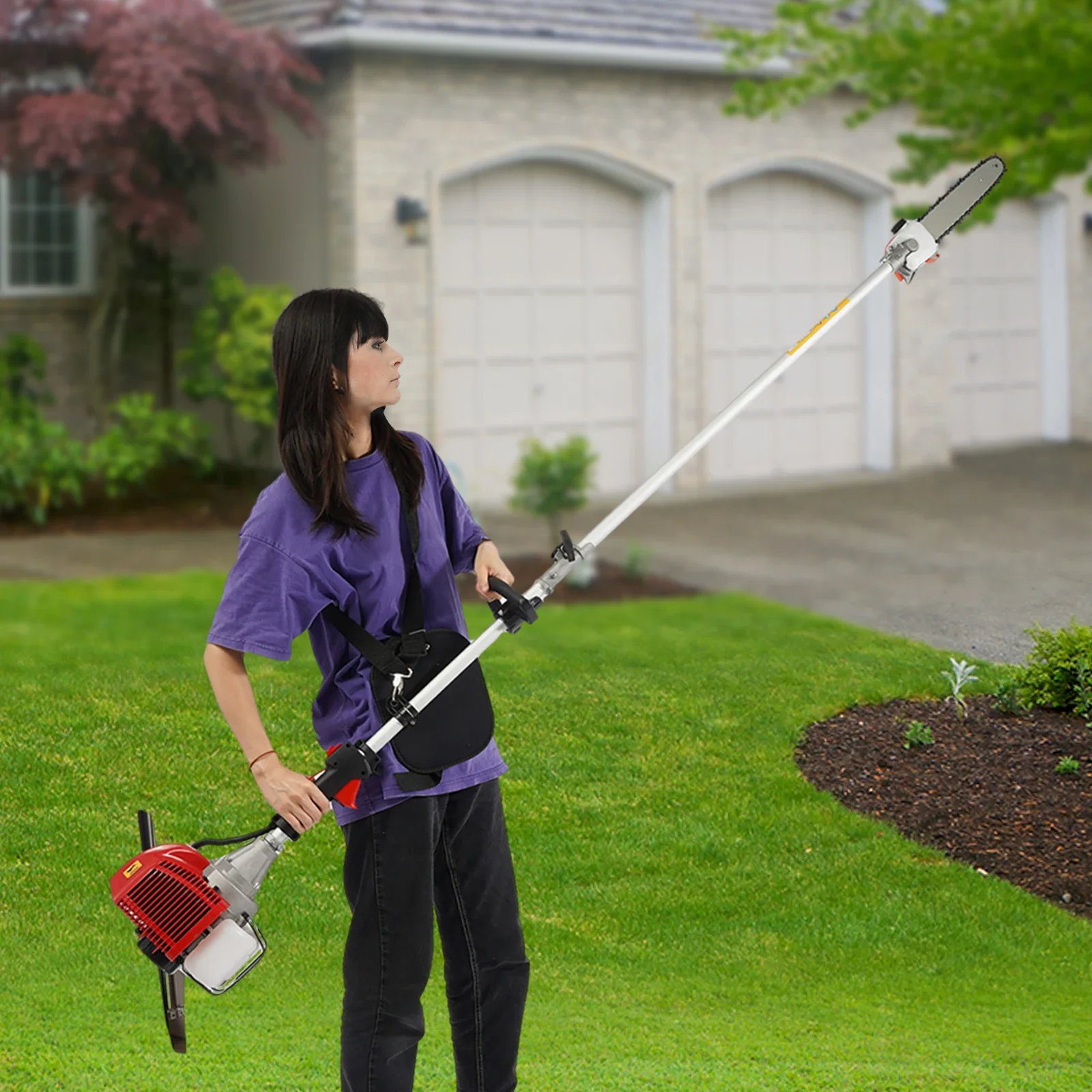 

12 Inches 43cc 2 Stroke Garden Pole Saw Long Pruning Chain Saw Tree Trimmer Retractable Long Pole Saw Cordless Pruner 2.4m-3.5m